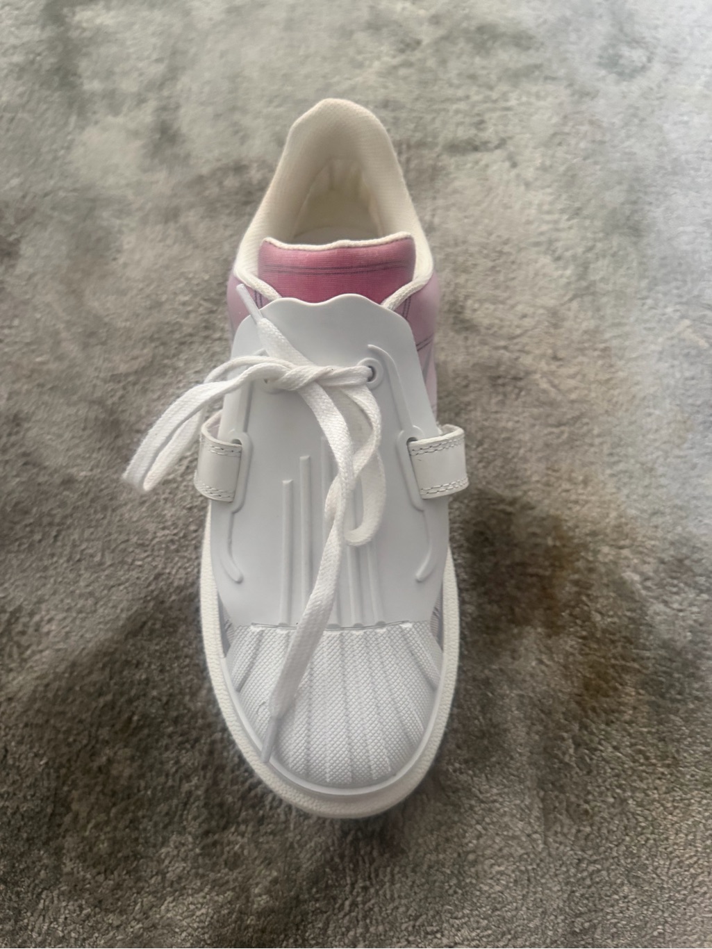 White Sneakers With Pink Heel Accent